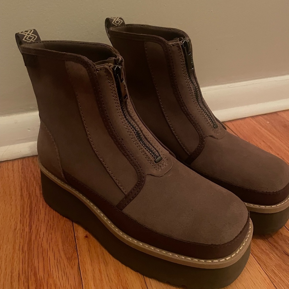 UGG Women's Brown Ankle Boots with Zip